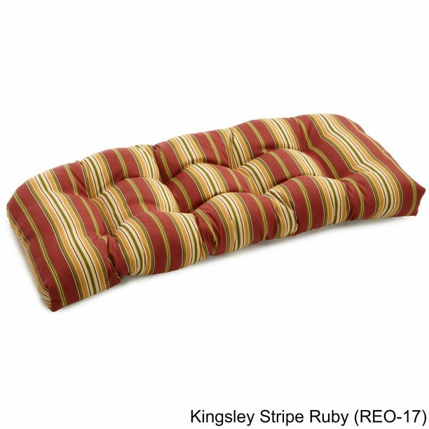 Kingsley Stripe Ruby Set of 3 Blazing Needles U-Shaped Spun Polyester Tufted Settee Cushion Set Kingsley Stripe Ruby Set of 3 Blazing Needles U-Shaped Spun Polyester Tufted Settee Cushion Set